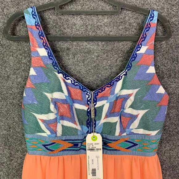 NEW Young Threads Chiffon Bottom/Knit Top Dress Boho Embroidered SZ M - Picture 3 of 12